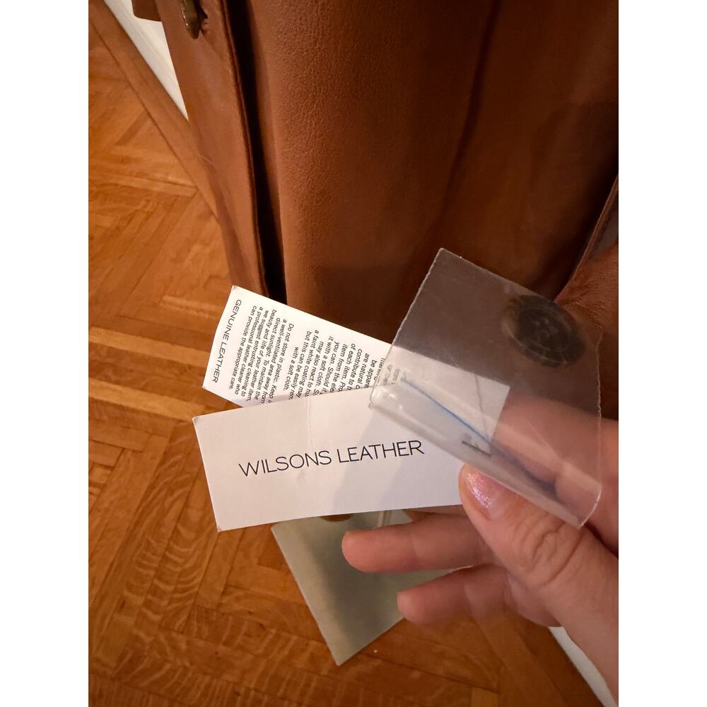 Wilson Leather Genuine NWT Long Leather Brown Double-Breasted Coat Jacket - L - Picture 7 of 10